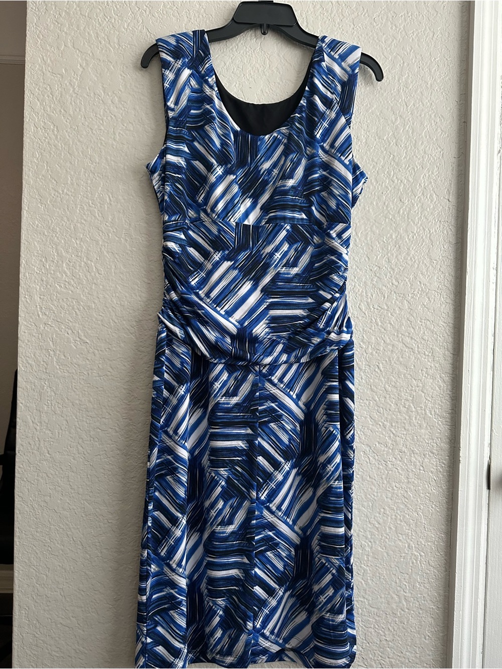 Nine West Blue and White Brushstroke Midi Dress